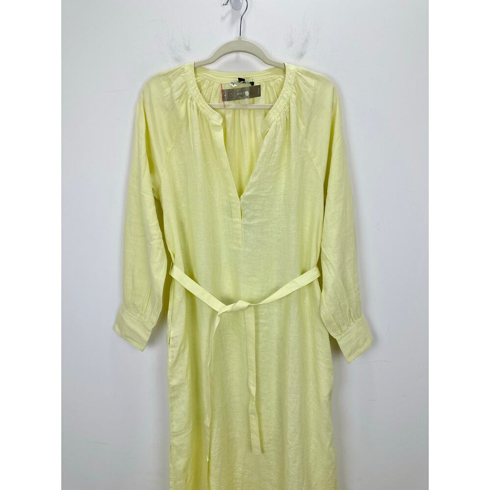 J.Crew Cabana Dress Linen Midi Long Sleeve Pale Flax Yellow Belted Small NWT - Picture 8 of 15